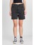 Slim Fit Dar Kesim Normal Bel Bermuda Antrasit Jean Kot Şort 3