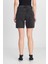 Slim Fit Dar Kesim Normal Bel Bermuda Antrasit Jean Kot Şort 4