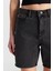 Slim Fit Dar Kesim Normal Bel Bermuda Antrasit Jean Kot Şort 5