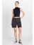 Slim Fit Dar Kesim Normal Bel Bermuda Antrasit Jean Kot Şort 1