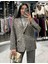 Lorika Leopar Desenli Düğmeli Cep Detaylı Blazer Ceket-Bej 1
