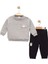 Erkek Bebek Cepli Siyah Eşofman ve Gri Sweatshirt Takım - Çocuk Giyim 1