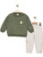 Erkek Bebek Cepli Haki Sweatshirt ve Taş Eşofman Takımı - Çocuk Giyim 1