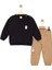 Erkek Bebek Cepli Siyah Sweatshirt ve Bej Eşofman Takımı - Bebek Giyim 1