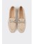 Bej Deri Kadın Loafer 4