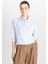 Relaxed Fit Geniş Kesim Uzun Kollu Keten Karışımlı Mavi Gömlek 1