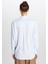 Relaxed Fit Geniş Kesim Uzun Kollu Keten Karışımlı Mavi Gömlek 5