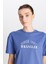 Regular Fit Normal Kesim Bisiklet Yaka %100 Pamuk Mavi Tişört 4
