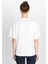 Loose Fit Rahat Kesim Bisiklet Yaka %100 Pamuk Kırık Beyaz Tişört 5