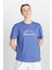 Regular Fit Normal Kesim Bisiklet Yaka %100 Pamuk Mavi Tişört 1