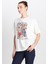 Loose Fit Rahat Kesim Bisiklet Yaka %100 Pamuk Kırık Beyaz Tişört 2
