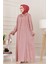 Simli Taşlı Abiye Elbise-Pembe 3
