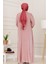 Simli Taşlı Abiye Elbise-Pembe 5
