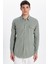 Erkek Slim Fit Dar Kesim %100 Pamuk Keten Doku Çift Cep Spor Yaka Açık Haki Gömlek 3