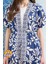 Kadın Regular Fit Desenli Kuşaklı Kısa Kollu Keten Kimono , Plaj Kimono 1