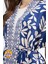 Kadın Regular Fit Desenli Kuşaklı Kısa Kollu Keten Kimono , Plaj Kimono 2