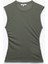 Slim Fit Drapeli Bisiklet Yaka Kolsuz Bluz 1