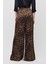 9410 Leopar Desen Saten Palazzo/dökümlü Pantolon Kahve 5