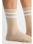 Bambu Kadın Krem Kaydırmaz Taban Silikon Baskı Yoga Fitness Pilates Bale Dans Tenis Çorabı 3'lü 4