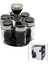 Luxury 6 Parça Yuvarlak Cam - Krom Kaplı Kapak Tuzluk - Baharatlık Döner Standlı (K246) 1 Adet 1