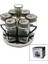 Luxury 6 Parça Kare Cam - Plastik Kapak Tuzluk - Baharatlık Döner Standlı (4886) 1 Adet 1