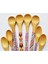 Luxury 8'li Bambu Ahşap Desenli Spoon Bamboo Yuvarlak - Oval Ağızlı Tatlı Kaşığı Ölçü Kaşığı 13- 16CM Kaşık 1 Adet 3