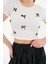 Beyaz Fiyonk Detaylı Bisiklet Yaka Fitilli Örme Crop Bluz 2