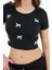 Siyah Fiyonk Detaylı Bisiklet Yaka Fitilli Örme Crop Bluz 2