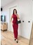 Fitilli Triko Elbise Maxi Uzun Boy - Bordo 3