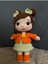 Luxury Organik Amigurumi Örgü Hediyelik Şirin Turuncu Hırkalı Oyuncak Bebek 1 Adet 1