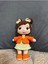 Luxury Organik Amigurumi Örgü Hediyelik Şirin Turuncu Hırkalı Oyuncak Bebek 1 Adet 2