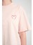 %100 Pamuk Bisiklet Yaka Kısa Kollu T-Shirt - Şık Kalp Detayı 3