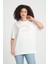 %100 Pamuk Kadın Oversized Bisiklet Yaka Kısa Kollu T-Shirt _ Motivasyonel Yazı Baskılı 4