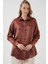 3985 Oversize Saten Gömlek - Taba 3