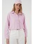 20276 Uzun Kol Çizgili Gömlek - Pembe 3