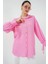 Kadın Oversize Bağcıklı Gömlek 5954 - Pembe 3