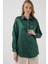3985 Oversize Saten Gömlek - Zümrüt Yeşili 1