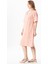 Kısa Kol V Yaka Alize Nakışlı Midi Boy Müslin Yazlık Elbise Pudra Pdr 4