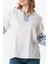 Uzun Kol Şile Bezi Idil V Yaka Nakışlı Yazlık Bluz Beyaz Byz 3