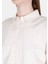 Relaxed Fit Shirt Neck Düz Kadın Beyaz Uzun Kol Gömlek 4