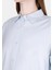 Relaxed Fit Shirt Neck Düz Kadın Mavi Uzun Kol Gömlek 4