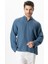 Uzun Kol Hakim Yaka Müslin Yazlık Sweatshirt Indigo Indg 1