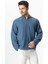 Uzun Kol Hakim Yaka Müslin Yazlık Sweatshirt Indigo Indg 4