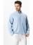 Uzun Kol Hakim Yaka Müslin Yazlık Sweatshirt Buz Mavi Bmv 4