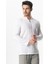 Uzun Kol Doruk V Yaka Bağcıklı Müslin Erkek Yazlık Tshirt Beyaz Byz 4