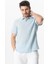 Kısa Kol Polo Yaka Müslin Yazlık Tshirt Buz Mavi Bmv 1