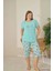 Polyviskon Kumaş Büyük Beden Yeşil Pijama Takımı - 7345 1