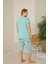 Polyviskon Kumaş Büyük Beden Yeşil Pijama Takımı - 7345 2