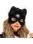 Siyah Deri Görünümlü Kedi Maskesi Cosplay ve Maskeli Balo Aksesuarı 2