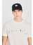 %100 Pamuk Regular Fit Normal Kesim Bisiklet Yaka Baskılı Ekru Tişört 4